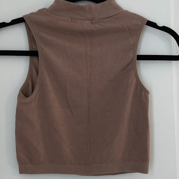 Brown Classic Cropped Halter Top - Picture 2 of 3